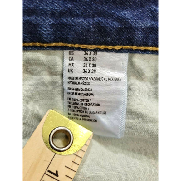 American Eagle Men's 34x30 Relaxed Straight Denim Blue Jeans - Picture 7 of 7